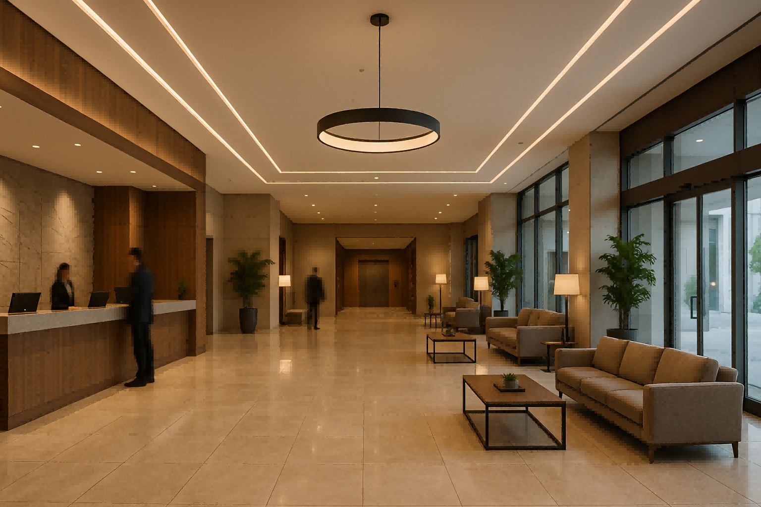 066884c4-086b-490a-9b8d-90584e733a82 Model 504 commercial scent diffuser providing welcoming aromatherapy in a luxury hotel lobby