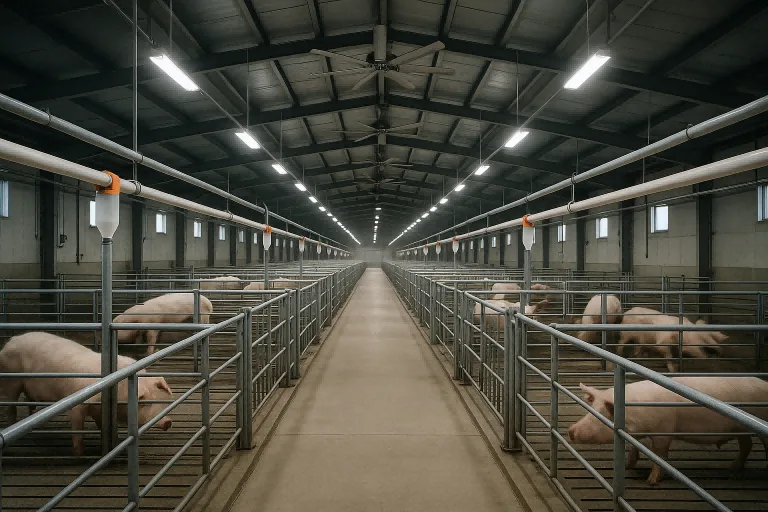 livestock farm odor control misting application illustration