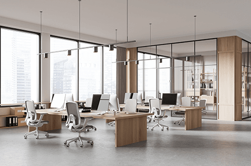 Commercial application of formaldehyde remover in a modern office space