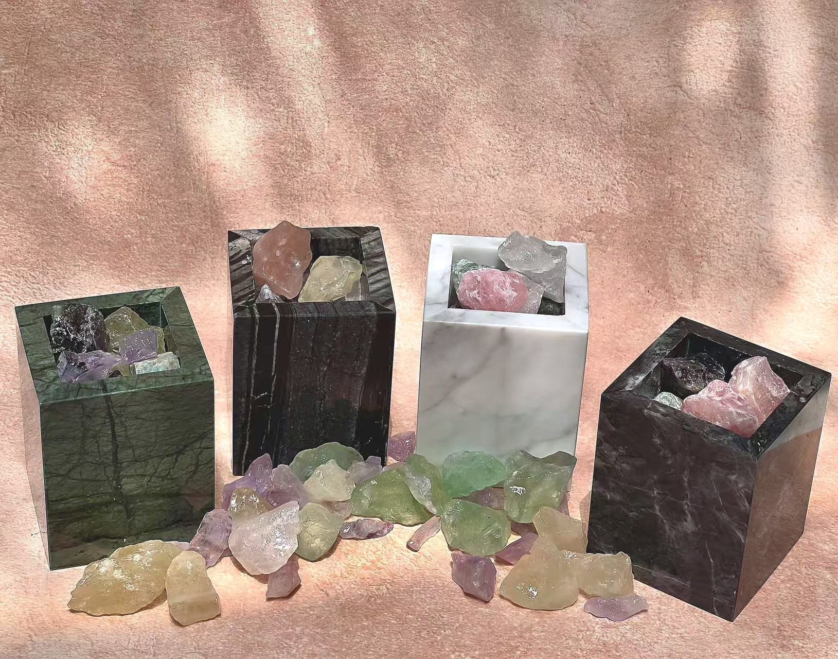 Close-up angle highlighting the unique natural veining and surface patterns of the AirSafer premium marble essential oil diffuser stone.