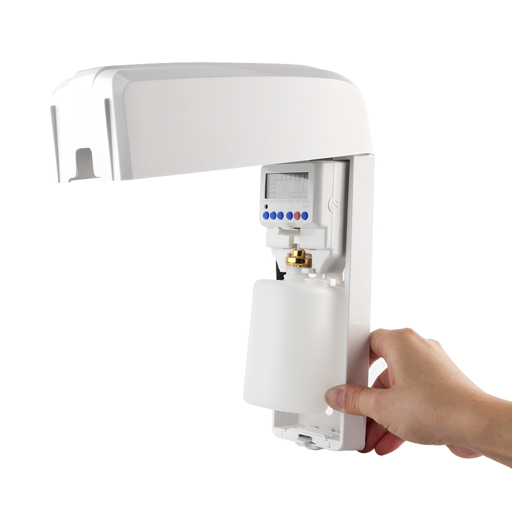 Wall-mounted ASF-001 automatic dispenser with durable housing for high-traffic environments.